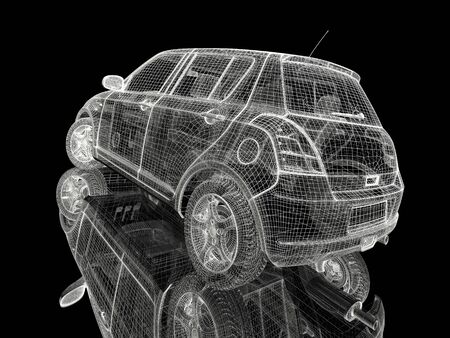 3d car on a black backgroundの写真素材