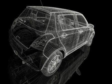 3d car model on  a black background.