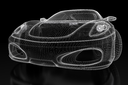 Sport car model on a black background  3d rendered imageの写真素材