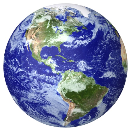 Earth globe cloud map  Side of the North and South America