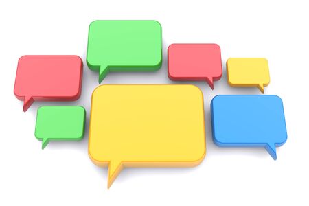 Colorful speech bubbles on a white background. 3d imageの写真素材