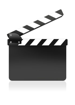 Black film slate clapper on a white background  3d imageの写真素材