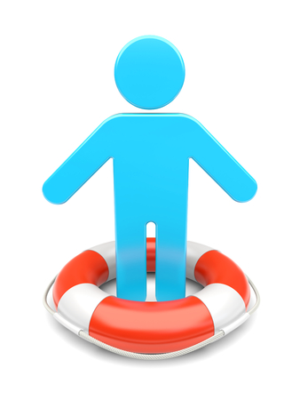 People in lifebuoy. 3d concept image