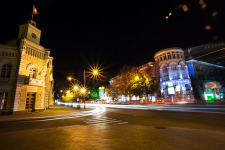 Chisinau in night. The capital of the Europe state Moldovaのeditorial素材
