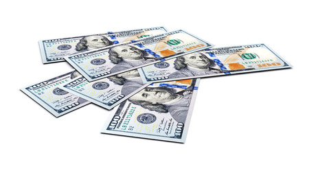 Dollars money banknotes on a white. 3d image