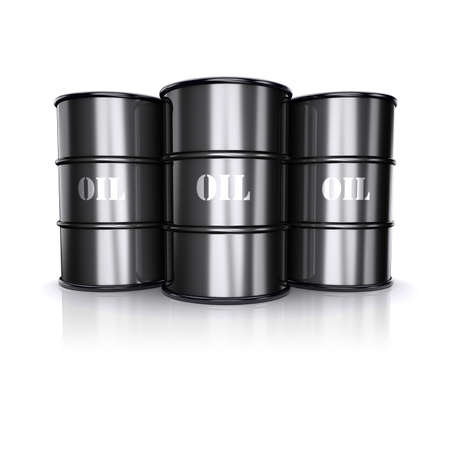 Barrels of oil on a white. 3d imageの写真素材