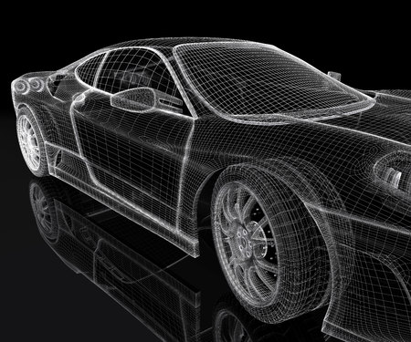 Sport car model on a black background. 3d rendered imageの写真素材