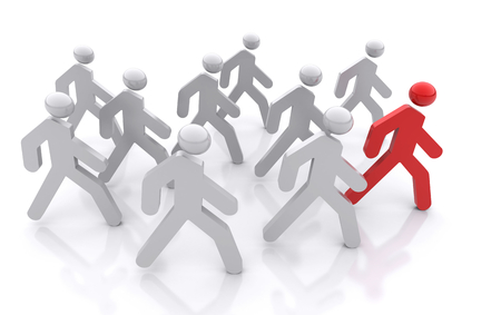 Walking team people in the same direction with a leader in front. Business concept 3d illustrationの写真素材