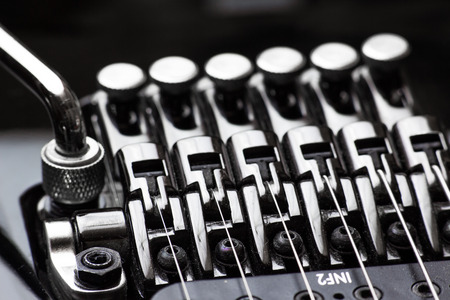 Electric guitar parts, tremolo and tunersのeditorial素材