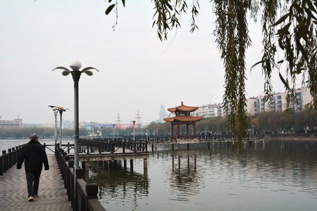 Winter morning fog in the morningのeditorial素材