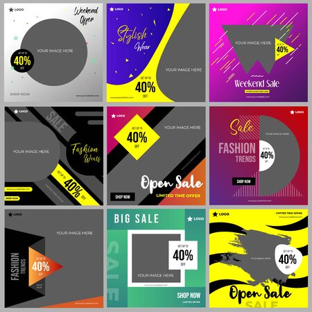social media templateのイラスト素材
