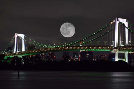 Full Moon over Tokyo, Japanのeditorial素材