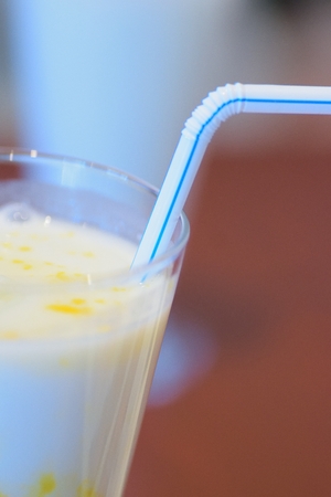 Closeup of famous Indian refreshment drink Mango Lassiの写真素材