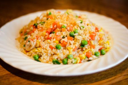 Singapore fried rice with shrimp pasteの写真素材