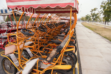 A tour car in the park