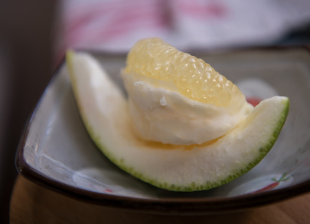 Juicy green pomeloの写真素材