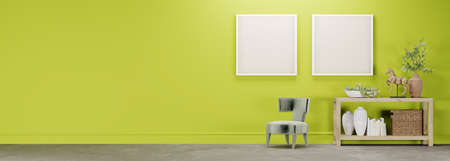 Mockup poster in green modern living room interior background. Light, color.