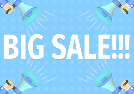 Businessman hand holding megaphone big sale.のイラスト素材