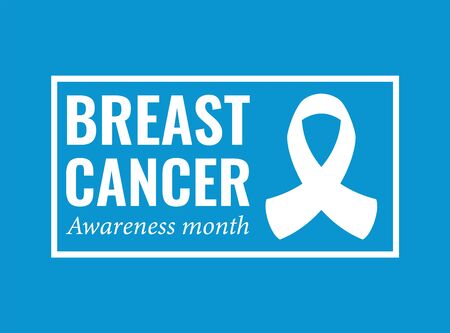 Breast Cancer Awareness Month white Banner. Logo for poster. Message for women. Minimalist style.のイラスト素材