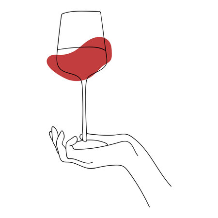 Continuous line wineglass. Vector illustration.のイラスト素材