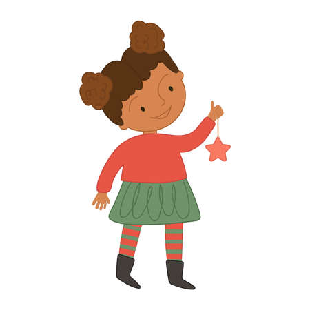 Happy child in a Christmas sweater.のイラスト素材