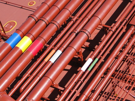 Colorful supertanker oil pipelineの写真素材