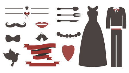 Set of wedding invitation vintage design elements, designers toolkit.のイラスト素材