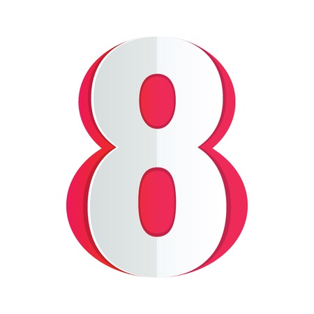 8 march Womens Day card on white background. Cut from paper. Vector illustrationのイラスト素材