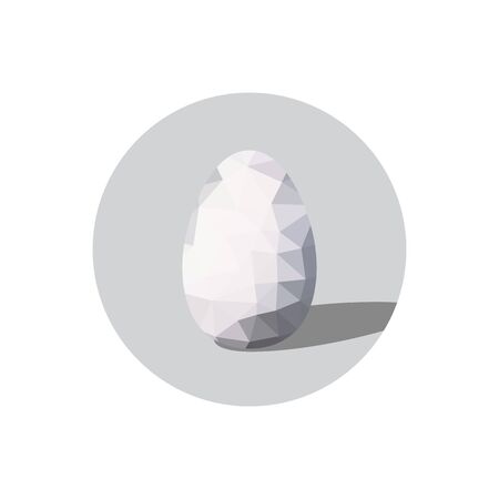 Geometric shape of egg. Easter egg triangular and isolated on round background.Label design. Easter templateのイラスト素材