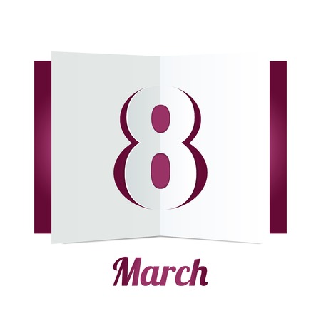 8 March Womens Day paper gift box on white background. Vector illustration.のイラスト素材