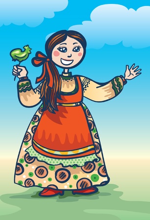 well-dressed Russian girl with lollipop in her handのイラスト素材