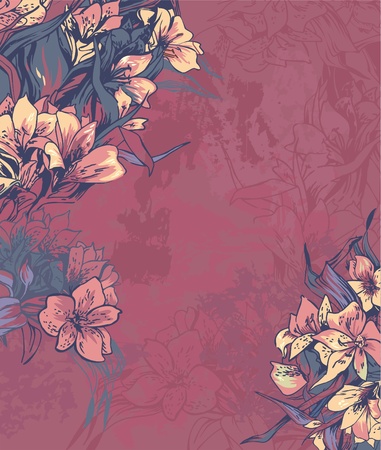 beautiful background with bouquets of flowersのイラスト素材
