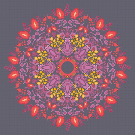 Ornamental round seamless floral lace pattern with flowersのイラスト素材