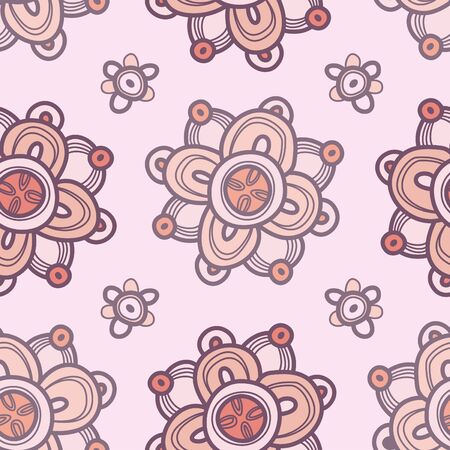 seamless abstract hand-drawn pattern, floral pink backgroundのイラスト素材
