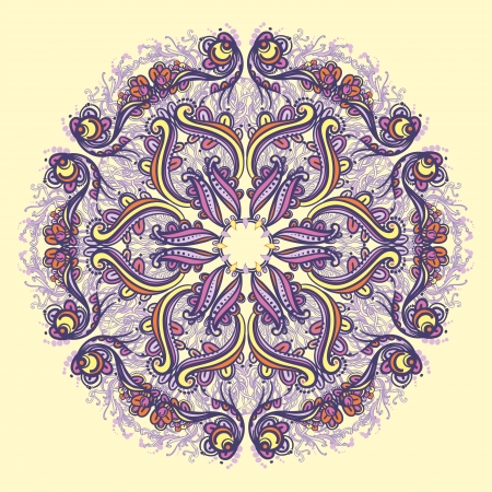 Ornamental round floral lace pattern  kaleidoscopic floral pattern, mandala のイラスト素材