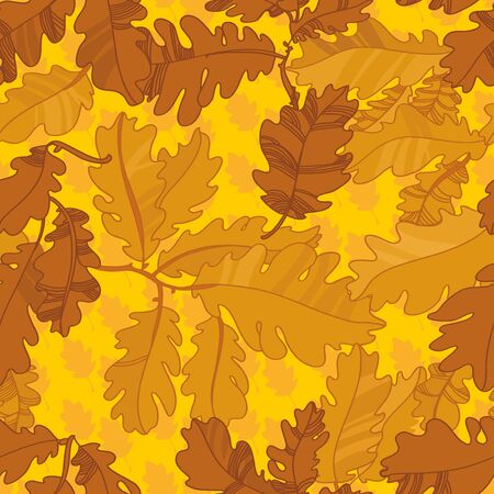 pattern of oak autumn leaves  seamless pattern  brighpattern of oak autumn leaves  seamless pattern  bright twigs and leaves  yellow-green colort twigs and leaves  yellow-green colorのイラスト素材