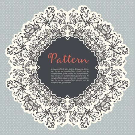 Ornamental round floral lace pattern. space for text .  kaleidoscopic floral pattern, mandala.のイラスト素材