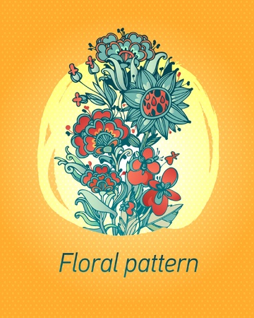 floral abstract background  stylized plants and leavesのイラスト素材
