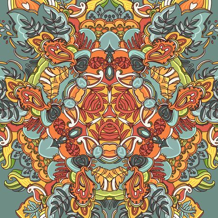 Ornamental round seamless lace pattern  Ornamental floral lace pattern  kaleidoscopic rainbow floral patternのイラスト素材