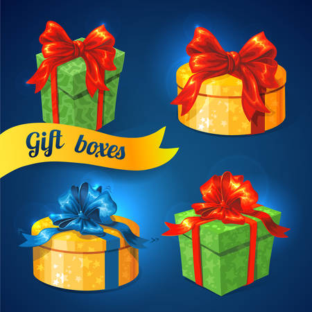 vector gift box with bows and ribbons. のイラスト素材