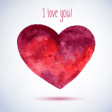 Watercolor painted heart illustrationのイラスト素材
