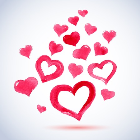 Watercolor painted heart composition, vector element for your design. vector illustrationのイラスト素材