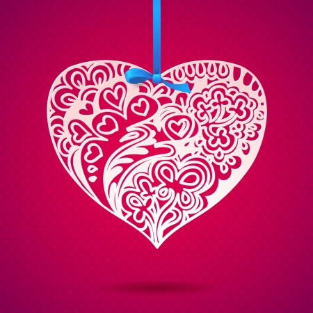Happy Valentine's Day!  lacy hearts vector greeting card.のイラスト素材