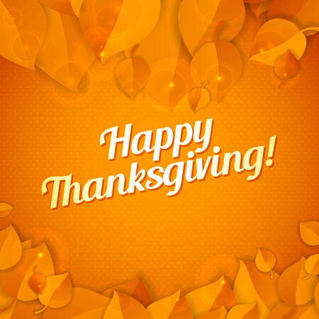 Happy Thanksgiving greeting leaf card with polka dot backgroundのイラスト素材
