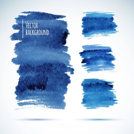 Brushstroke banners Ink blue watercolor spot backgrounds. のイラスト素材