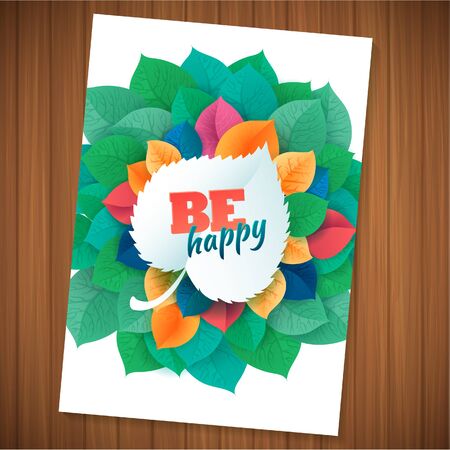 Nature rainbow leaves concept card.   Vector leaves abstract backgroundのイラスト素材