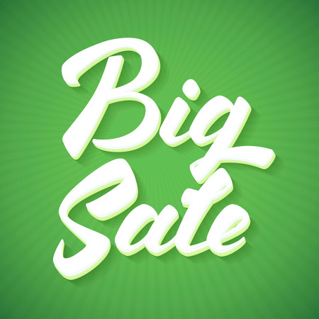 Big Sale Inscription. Calligraphy lettering. Typography Vector Background. Handmade calligraphy. Easy paste to any backgroundのイラスト素材