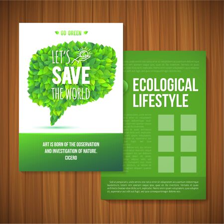 Nature rainbow leaves concept card.  Vector leaf abstract eco typography flyer backgroundのイラスト素材