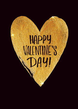 Happy Valentines Day Calligraphic inscription inside on a black backgroundのイラスト素材