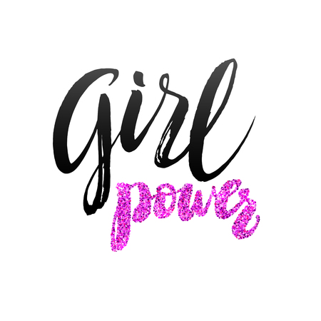 Girl Power Hand lettering Design Template. Typography Vector Background. Handmade calligraphy. Easy paste to any background.のイラスト素材